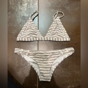 Gray and white stripped Bikini